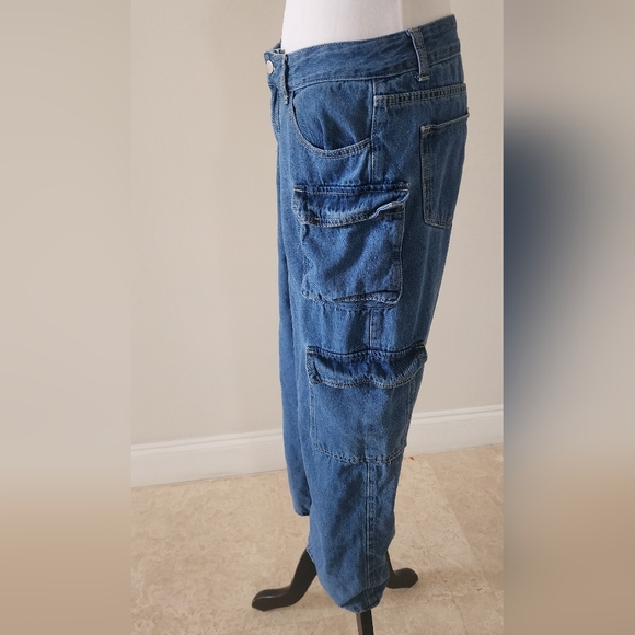 Medium Blue Cargo Jeans - Picture 2 of 4